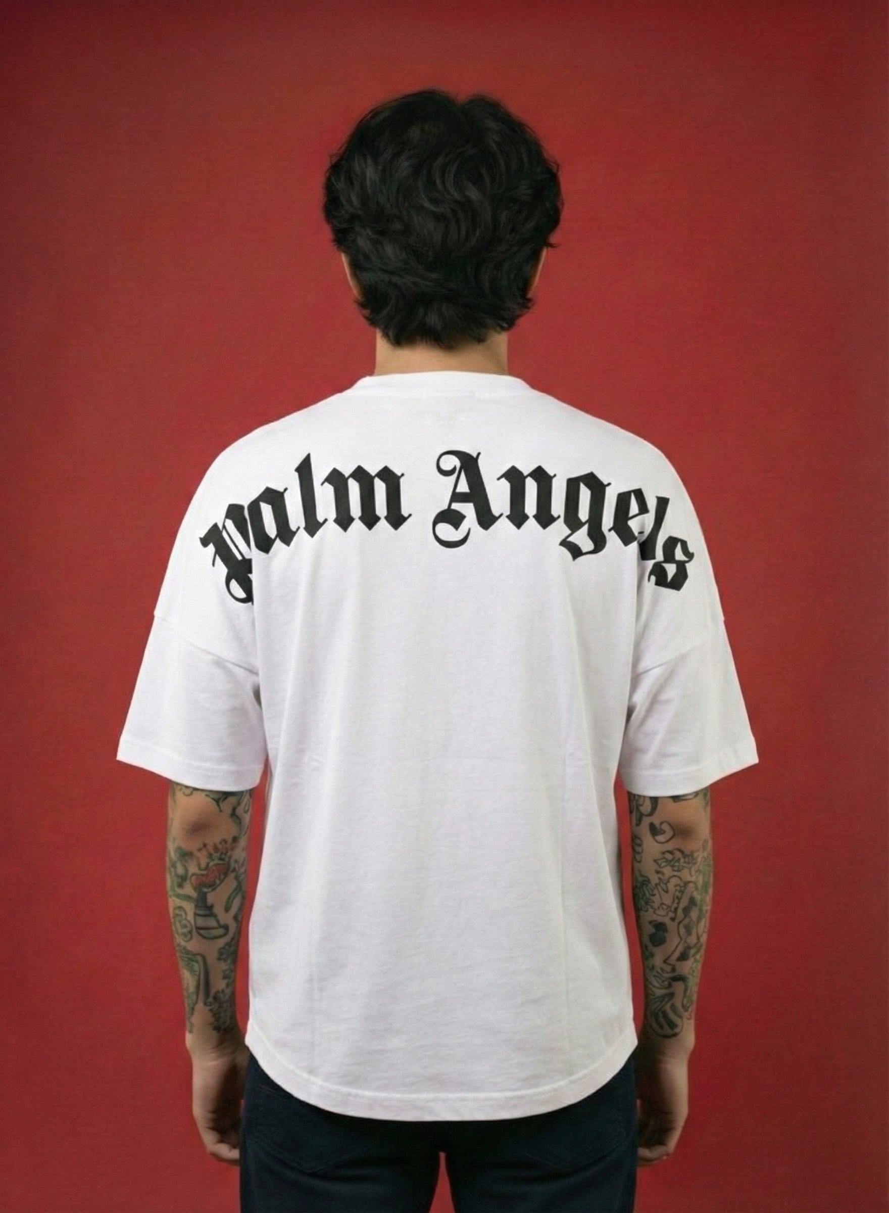 Camiseta Palm Angels Blanca Oversize —