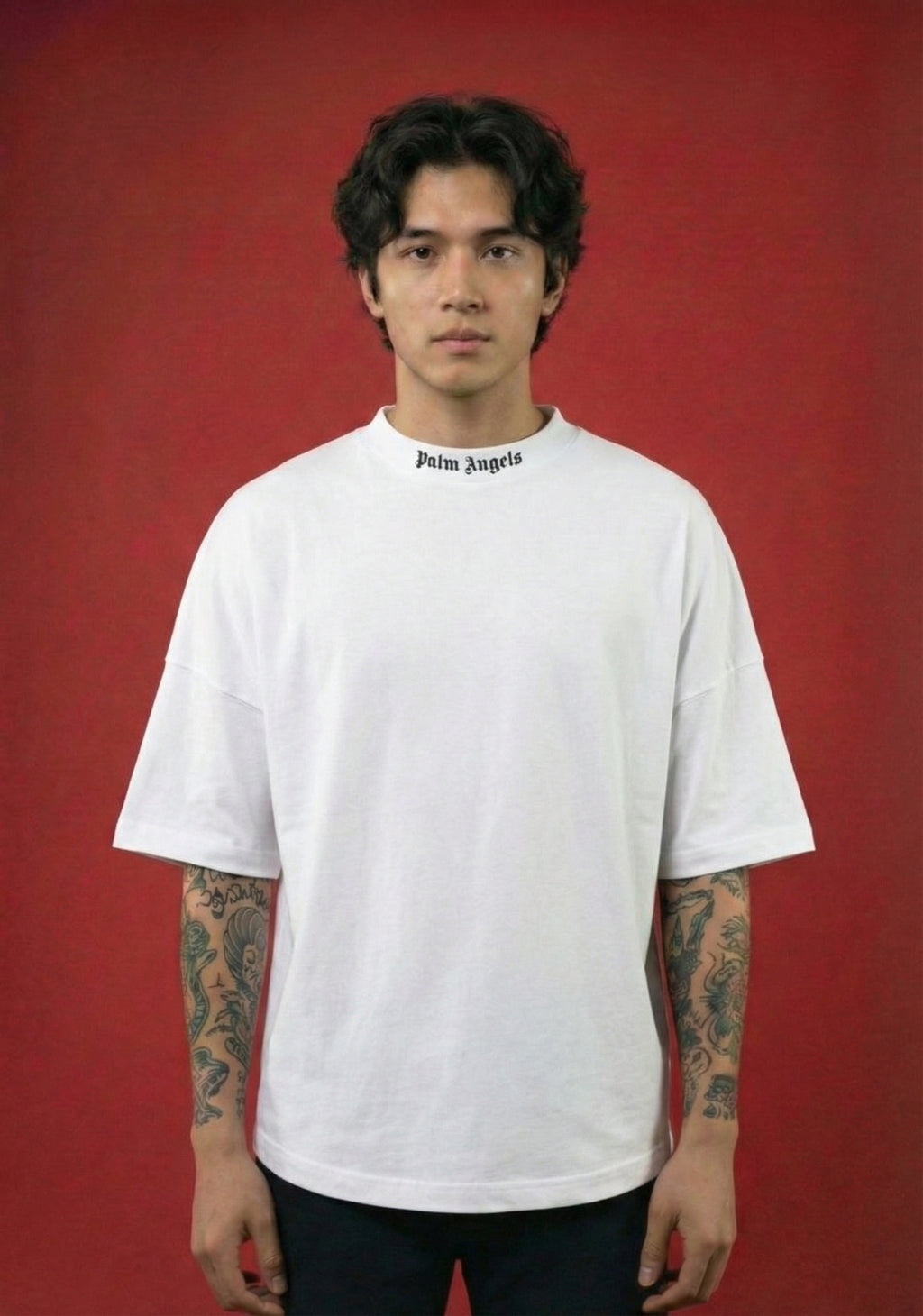 Camiseta Palm Angels Blanca Oversize —