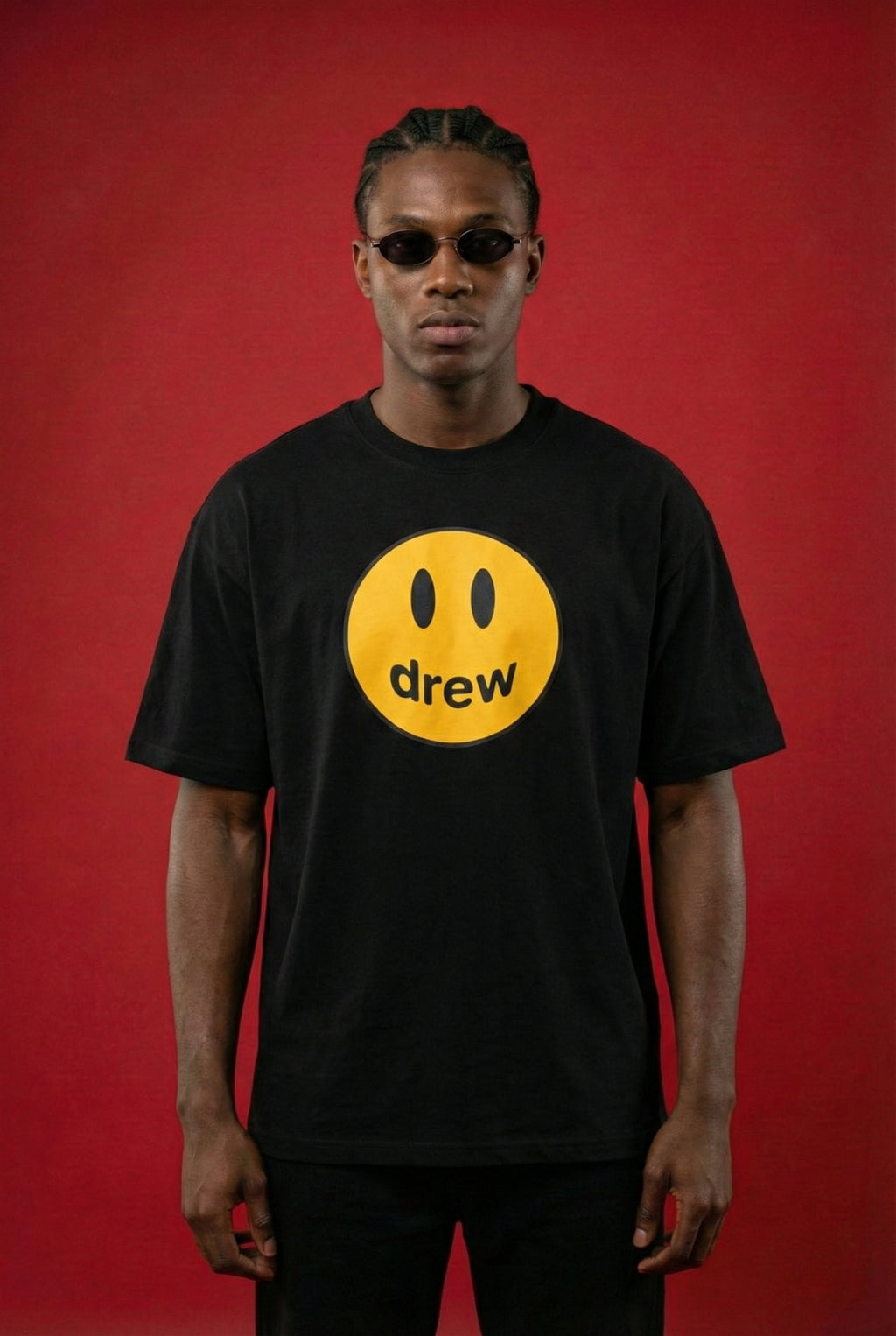 Camiseta Drew House Smiley Logo Negra —