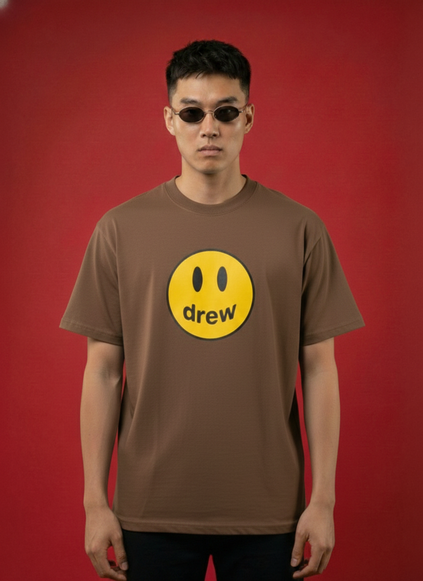 Camiseta Drew House Smiley Logo Café —