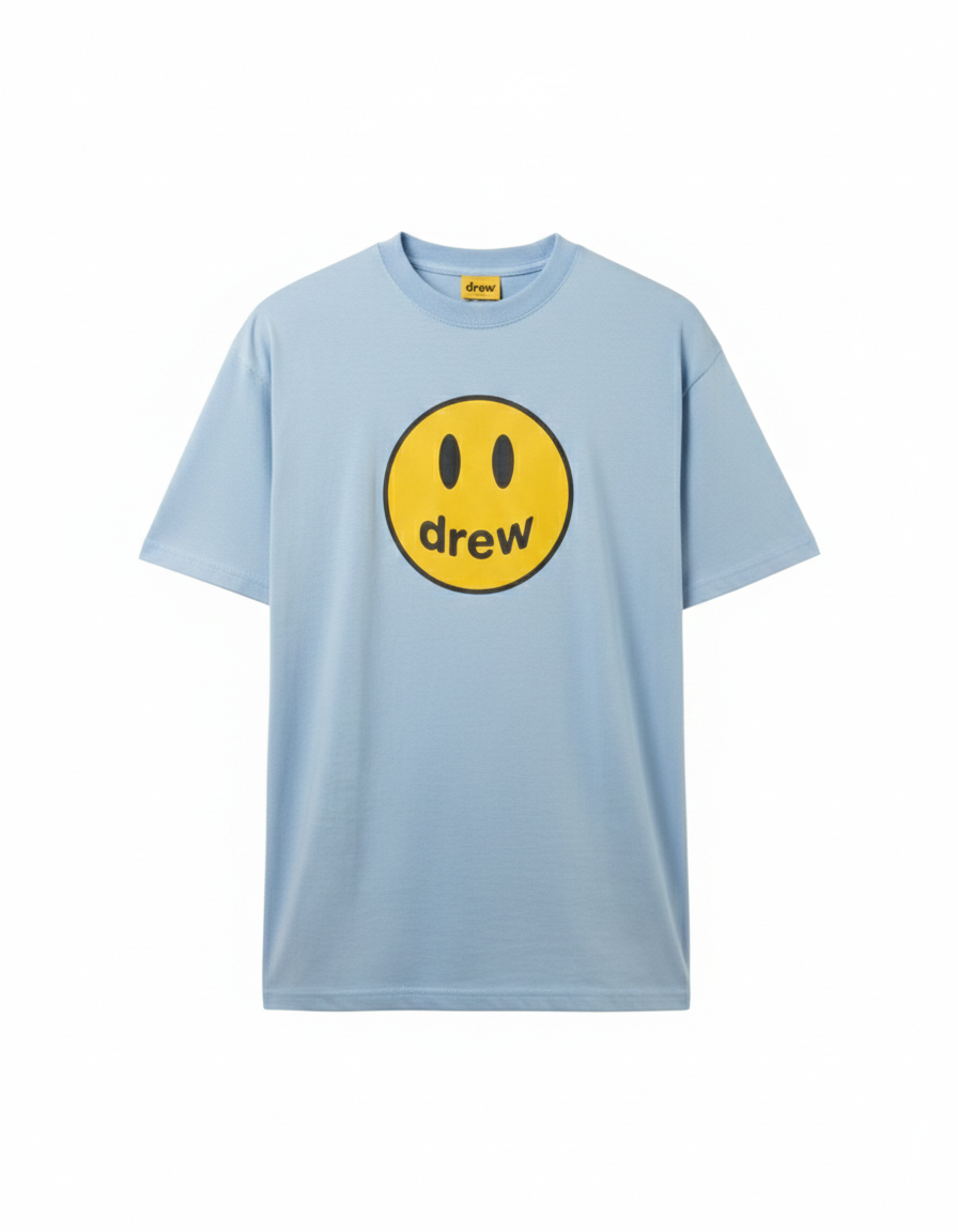 Camiseta Drew House Smiley Logo Celeste —