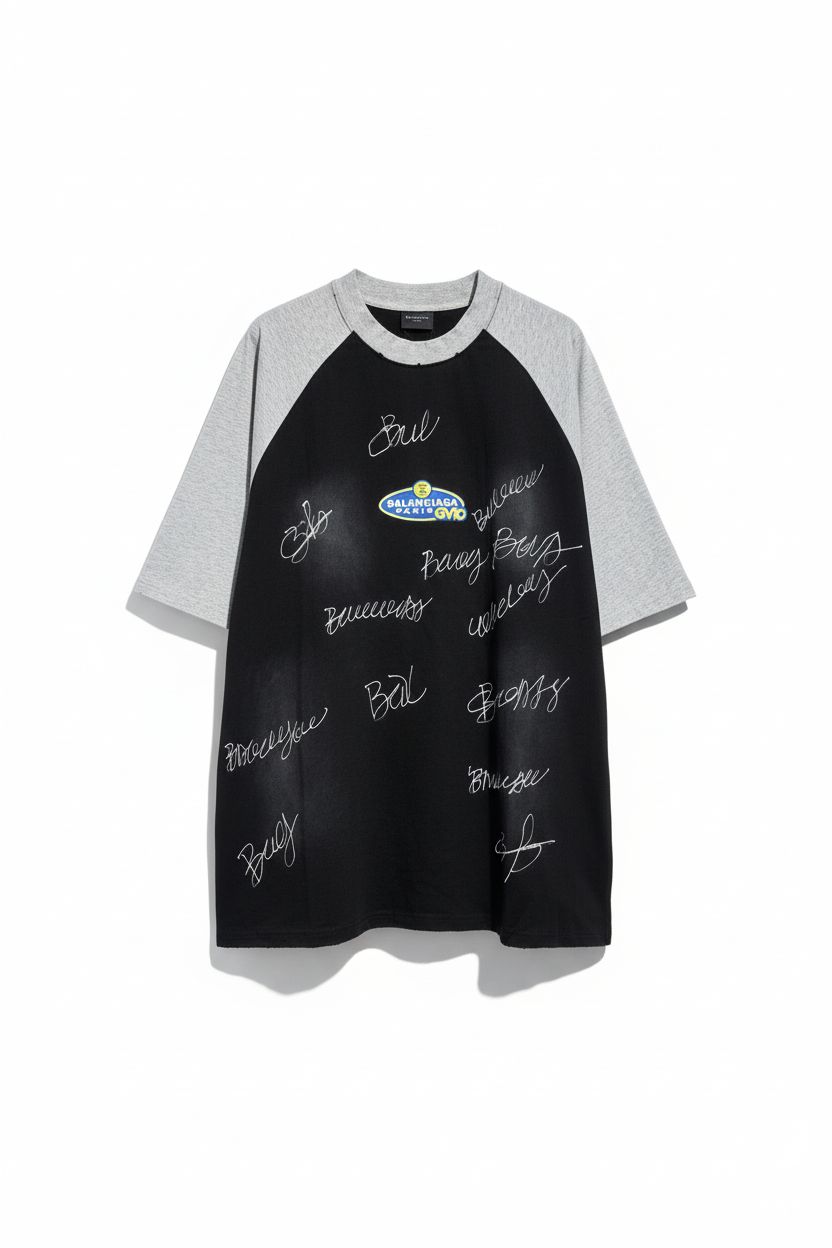 Camiseta Unisex Balenciaga 2025 · Efecto Vintage y Graffiti Handcrafted